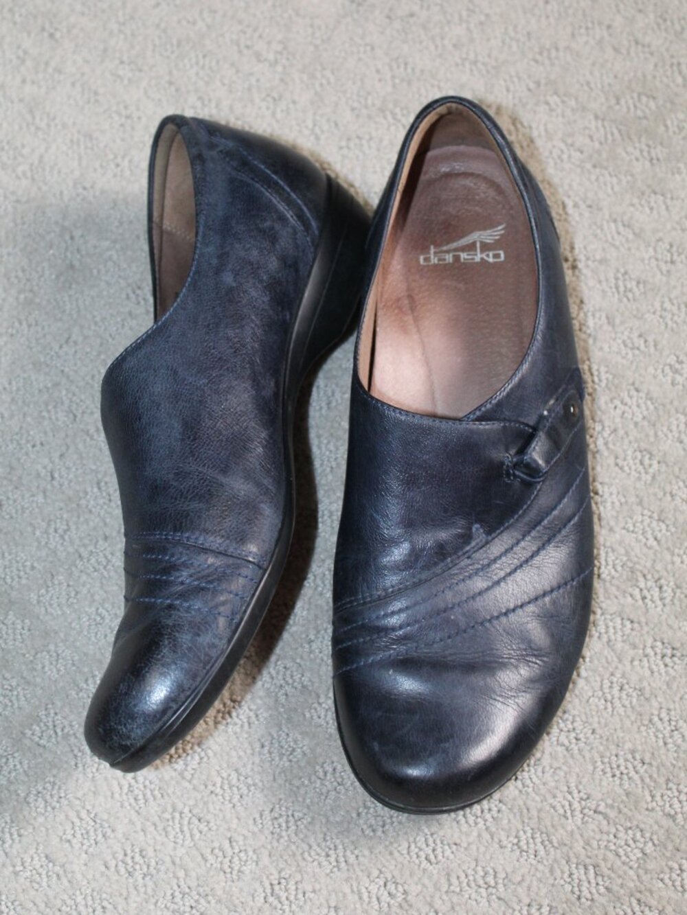 Dansko Size 11.5 / 42 Navy Blue Leather Comfort Shoes Loafers